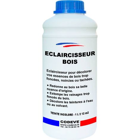 Codève Bois – Éclaircisseur bois 1 L – Dégriseur pour bois dur – Action rapide en moins de 30 mn – Prêt à l'emploi pour 12 à 14 m²