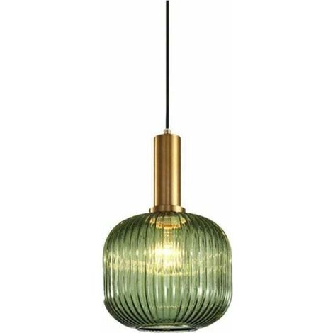Lámpara colgante industrial vintage, lámpara de techo colgante de estilo moderno retro, lámpara colgante, pantalla de vidrio con portalámparas de latón pulido [Clase energética A++], (1/4)