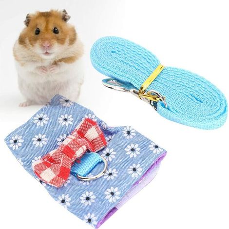 Small Pet Guinea Pig Rabbit Harness and Leash Pet Leash Harness Breathable Chest Strap Traction Rope for Rabbit Hamster(XS)