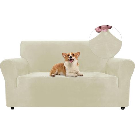 1 Housse de canapé, Velours extensible, Protection animaux, Universel 2 places, Salon (1/5)