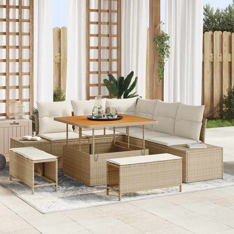 Gartensofa-set 8 Stk. Beige Poly-Rattan vidaXL (1/5)