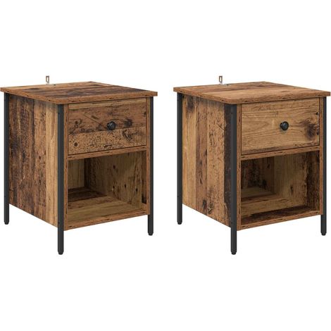 Maison Exclusive - Armadio da Notte 2 pcs Legno vecchio 40 x 42 x 50 cm