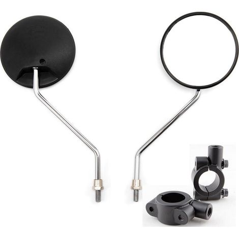 Motorrad Seitenspiegel Rund Schwarz 10cm mit 8mm/10mm Gewinde (1/5)