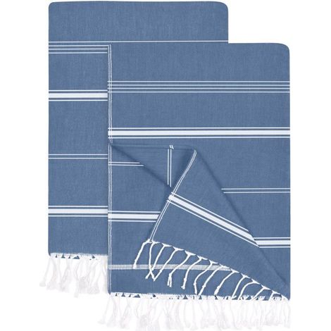 BelleRise - Serviettes de plage turques, lot de 2, 40 x 72 pouces, 100% coton, résistantes au sable, légères, absorbantes et à séchage rapide. (1/5)