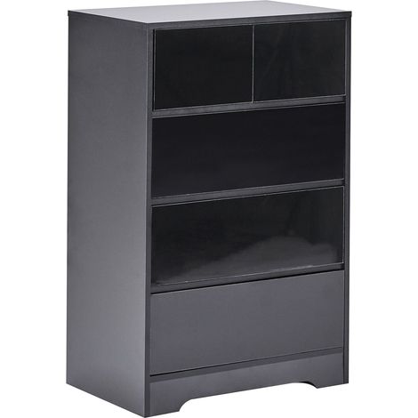 Sideboard Black 5 Drawer Chest MDF Storage Unit Scandinavian Style ALBERTA (1/5)