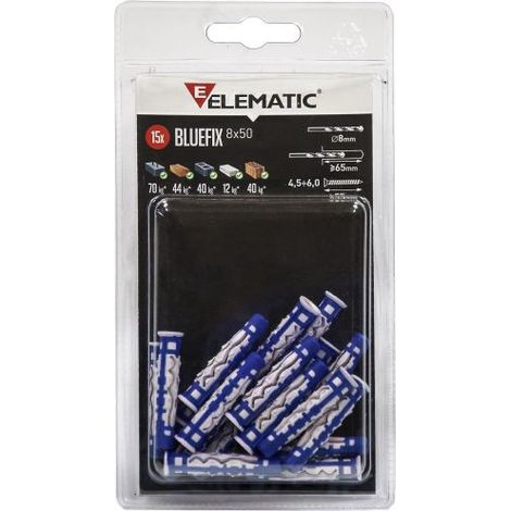 ELEMATIC BLISTER TASSELLO BLUEFIX 8X50 VITE 10+10 PZ 10 CF