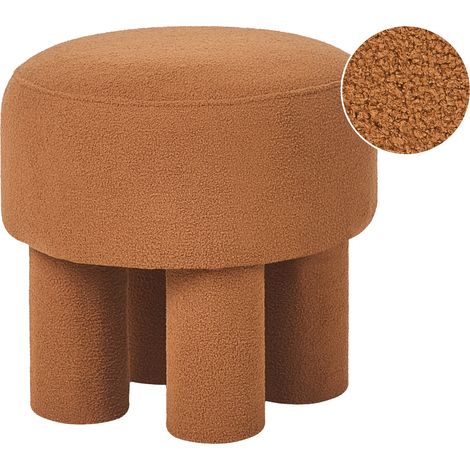 Puf otomana moderno totalmente tapizado estilo cottage retro tapizado en bouclé naranja Canby