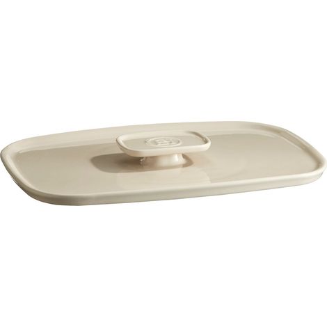 Couvercle blanc Argile pour plat à four rectangulaire 36 cm Ultime Emile Henry (1/2)