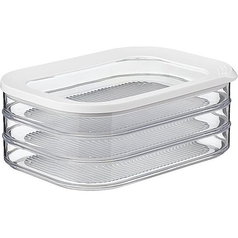 Boîte à saucisses et fromages blanche à 3 niveaux, boîte de rangement pour charcuterie au réfrigérateur, trois compartiments séparés, compatible lave-vaisselle (1/5)
