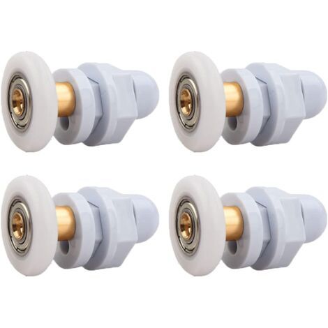 QORVA-Roulettes Porte de Douche, 4 Pièces Roulette Porte Coulissante Douche en Laiton, Roulette Porte Coulissante, pour Remplacement de Douche Coulissante Verre Porte Coureurs Rouleaux (25MM) (1/5)