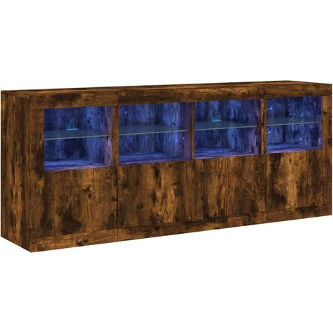 Maison Exclusive - Aparador con luces LED roble ahumado 163x37x67 (1/5)