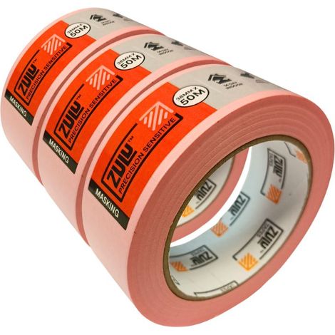 Zulu Precision Sensitive Indoor Pink Painters Masking Tape - 38mm x 50m (14 days), 3 Pack (1/2)