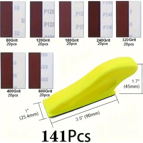 Mini ponceuse de précision, outil de ponçage manuel avec 36/141/211 pièces - Blocs de ponçage miniatures de précision de 8,89 cm x 2,54 cm - Outils de ponçage compacts pour espaces réduits - Adapté po (1/5)