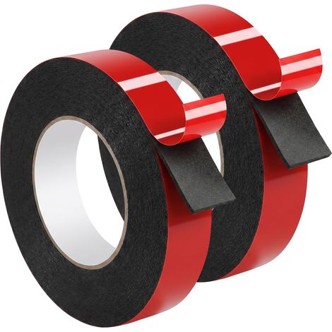 2 Rouleaux De Ruban Adhésif Double Face Extra Résistant, 10 M X 10 Mm, ImperméAble Et Résistant à La Chaleur, Ruban Adhésif Double Face Pour L'Extérieur, Amovible Sans Résidus, Pour Mur, Led (1/5)
