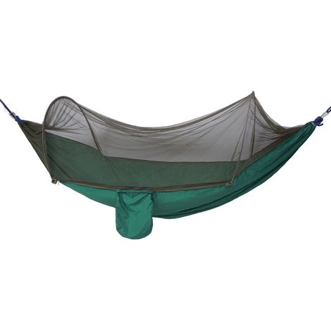 Tragbare Camping-Hängematte mit integrierter Schaukel, Einzel- oder Doppelhängematte für den Innen- und Außenbereich, dunkelgrün (1/4)