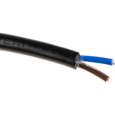 Câble d'alimentation RS PRO 2x0,75 mm², gaine PVC Noir, 100m ( Prix pour Bobine de 100 Mètres )