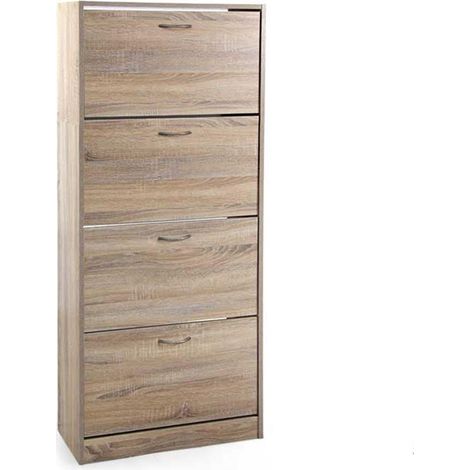 Scarpiera 4 ante legno rovere truciolare  63x24x150 cm
