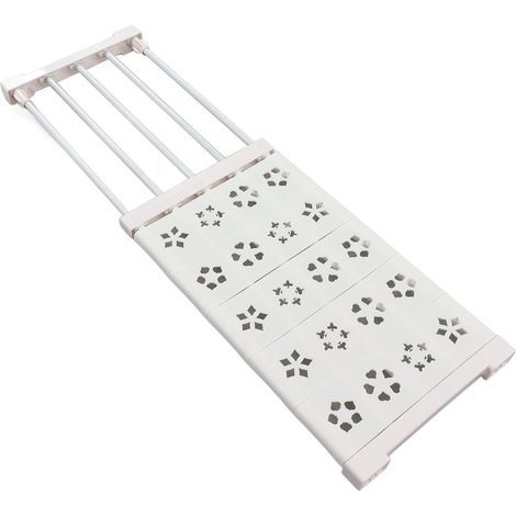 Extendable white wardrobe shelf without drilling, telescopic tension shelf, 24 cm wide (38 to -55 cm). (1/5)