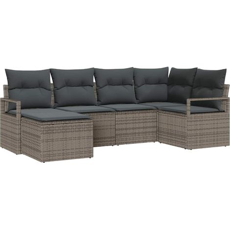 Maison Exclusive - Sofa Set 6 pcs Grau Poly-Rattan