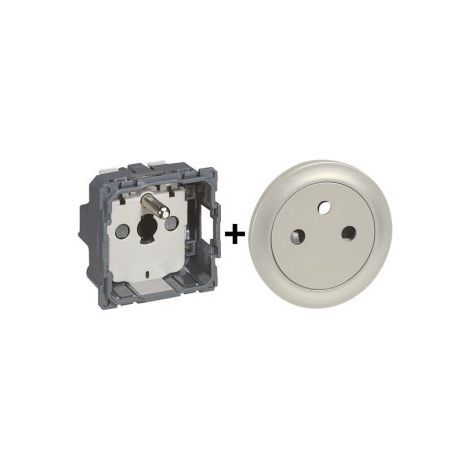 Legrand - Cu00e9liane - Mu00e9canisme PC + Enjoliveur Titane - 2P+T 16A - Ru00e9f. : 067111+068411 (1/4)