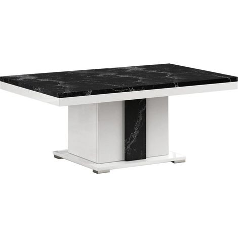 Table basse pied central blanc et aspect marbre noir - TAHOE (1/4)