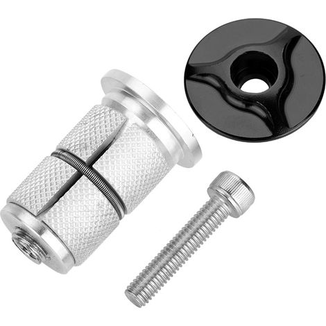 Bouchon d'expansion pour fourche de vélo en alliage d'aluminium 1/1.25 pouce - Capuchon de jeu de direction noir (1/5)