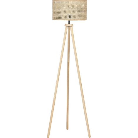 Lámpara de pie de ratán madera de caucho natural 150 cm trípode Penton