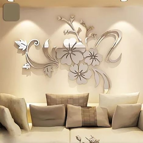 Sticker mural miroir acrylique amovible, autocollant mural 3D pour salon, chambre, salle de bain ou studio (1/5)