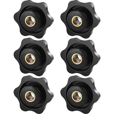 APEX Lot de 6 écrous à poignée étoile M6 x 32 mm – Écrous à serrage manuel pour machines et mobilier (1/4)