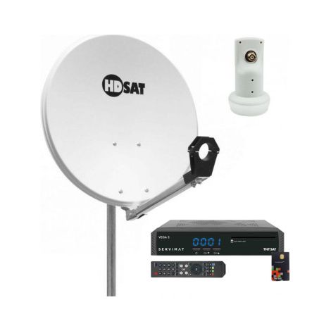 Antenne parabolique 60cm acier pré-zingué – LNB Single – Récepteur TNTSAT HD – Montage rapide avec support Az/El – Hdsat