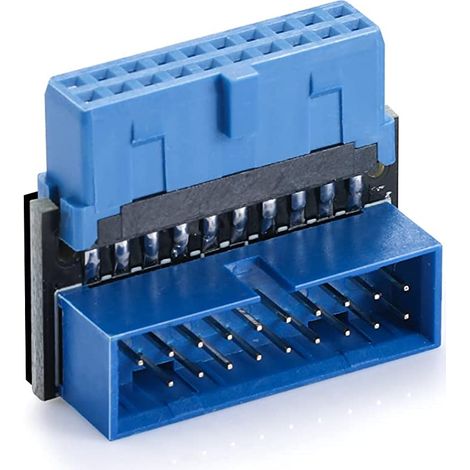 Adaptador USB 3.0 acodado angulo abajo 20 pines  Azul (1/4)