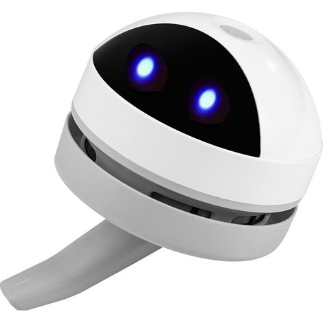 Aspirateur de bureau portable mini en forme de robot mignon rechargeable par USB, idéal pour nettoyer les miettes et la poussière, les claviers d'ordinateur et les voitures. (1/5)