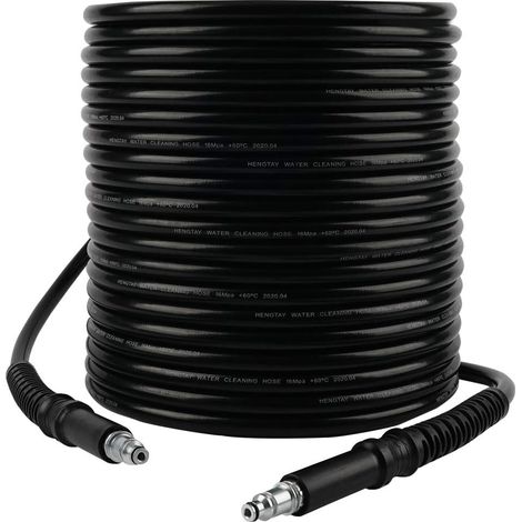 Tuyau Flexible Haute Pression - 6 M - Raccord Rapide 1/4 Pouces - Compatible Nettoyeur AQT Bosch - 160 Bar - PVC Noir (1/5)