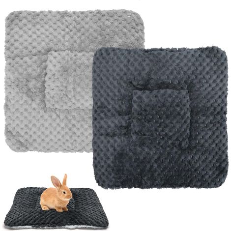 Lot de 2 lits en peluche pour petits animaux, 30 x 30 cm, couverture de lit chaude et moelleuse pour cochons d'Inde, lapins, hamsters (1/5)