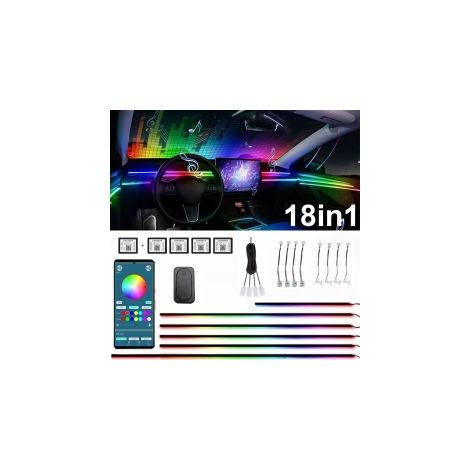 Ortviai – 18-in-1 Auto-Ambientebeleuchtung RGB, 12 V – Lichtset mit Musikrhythmus-Modus, App und Tastensteuerung – kompatibel mit Pkw, SUV und Transporter (1/5)