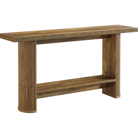 Mesa consola estrecha en madera ingenierizada marrón 140 x 30 x 80 cm MODENUIT (1/5)
