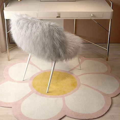 Runder Teppich mit Blumenmuster, Kinderzimmerteppich, weicher Bettvorleger (1/5)