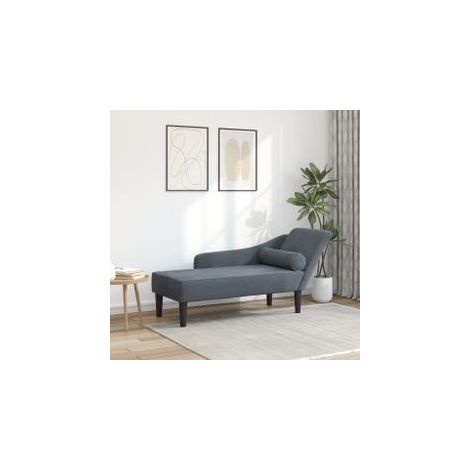 Chaise longue avec coussins gris foncé velours (1/5)