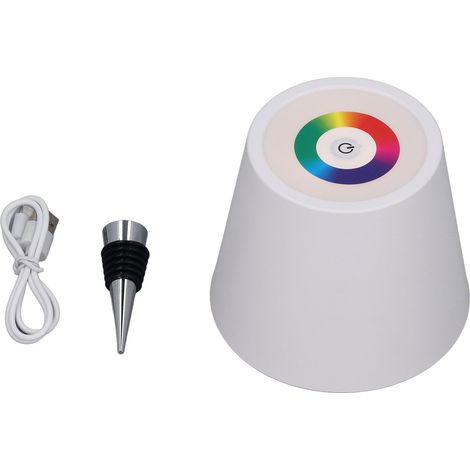 Ortviai Lampe LED sans fil pour bouteille de vin – 3 températures de couleur + RGB, variation continue de luminosité, rechargeable (1/5)