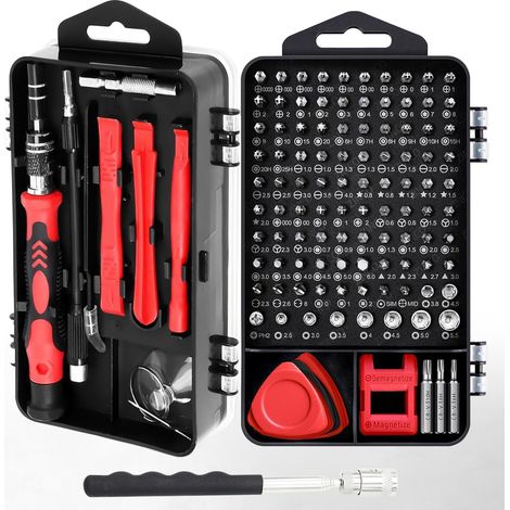 Tournevis de Precisions, 124 en 1 Jeu de Kit Tournevis Magnétique Outil de Réparation mit Gadget Magnétique pour Appareils pour ,Mac,PC,Montre,Jouets,Lunettes,Autres Électronique (1/5)