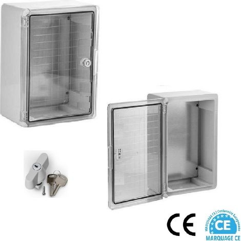 AR – Coffret électrique étanche en saillie IP65 – IK10 – 280 x 210 x 130 mm – Plaque de fond et serrure à clés incluses