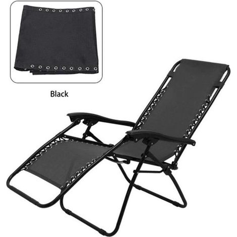 Housse de rechange - Universel - Chaise Longue - Tissu respirant - Noir - 160x43 cm (1/4)