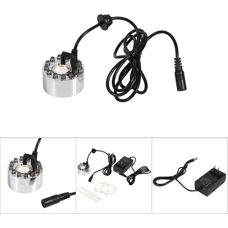 Fuente de agua atomizadora ultrasónica con niebla LED, 24 V, cambio de color (1 unidad) para decoración de interiores y exteriores. (1/5)