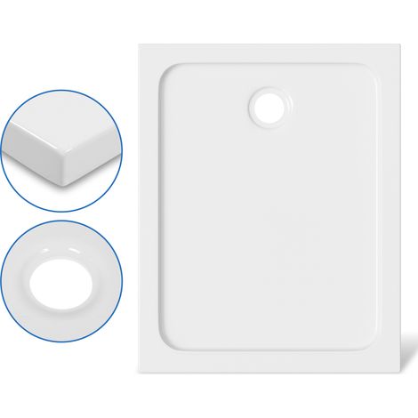 TolleTour Receveur de douche extra-plat 100 x 80 cm rectangulaire blanc avec évacuation Ø 90 mm noire (1/5)