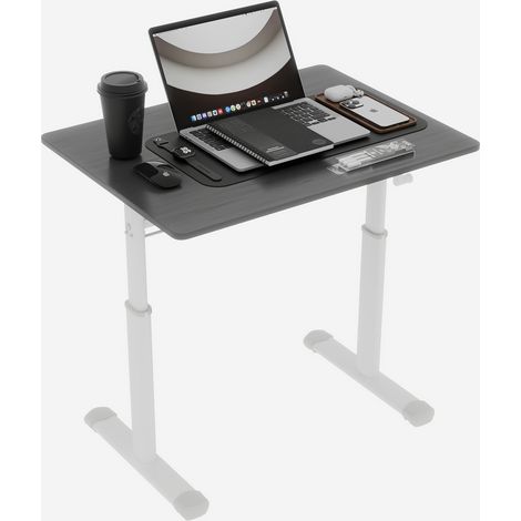 ELVMI Bureau Droit Réglable en Hauteur par Manivelle avec Double Colonne pour Bureau à Domicile en Métal et Bois Gris (1/5)