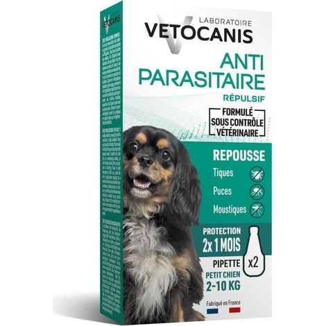 VETOCANIS 2 Pipettes anti-puces et anti-tiques - Pour petit chien 2-10 kg - 2x 1 mois de protection (1/5)