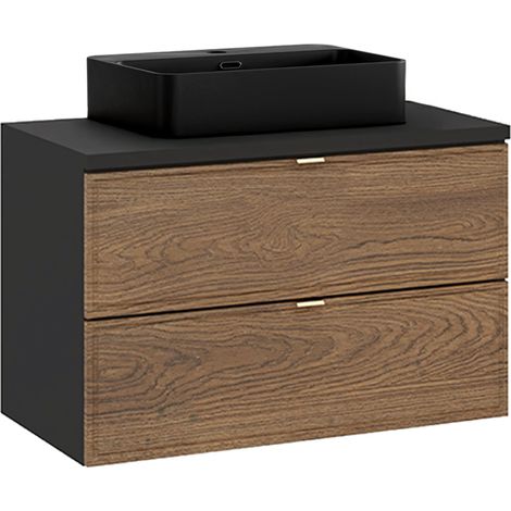 Mobile bagno con lavabo Elena marrone e nero 80cm