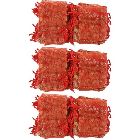 300 Pc 7X9 cm Rose Organza Cordon Cadeau Bijoux Sacs Pochettes de Mariage Partie de Noël Cadeaux Sacs Rouge
