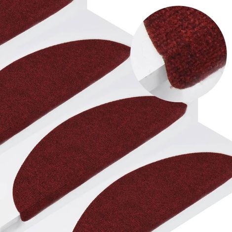 15 pcs Tapis d'escalier autocollants, Tapis de marches, Marchettes D'escalier 65x22,5x3,5 cm Rouge MKS93525 (1/5)