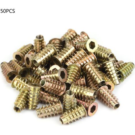 50 écrous à tête hexagonale creuse M6 en alliage de zinc pour meubles en bois (M620)